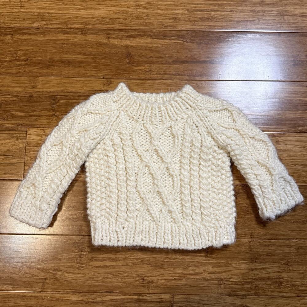 The Blueberry Hill Baby 6-12 Months Ivory Cable Knit Sweater Unisex